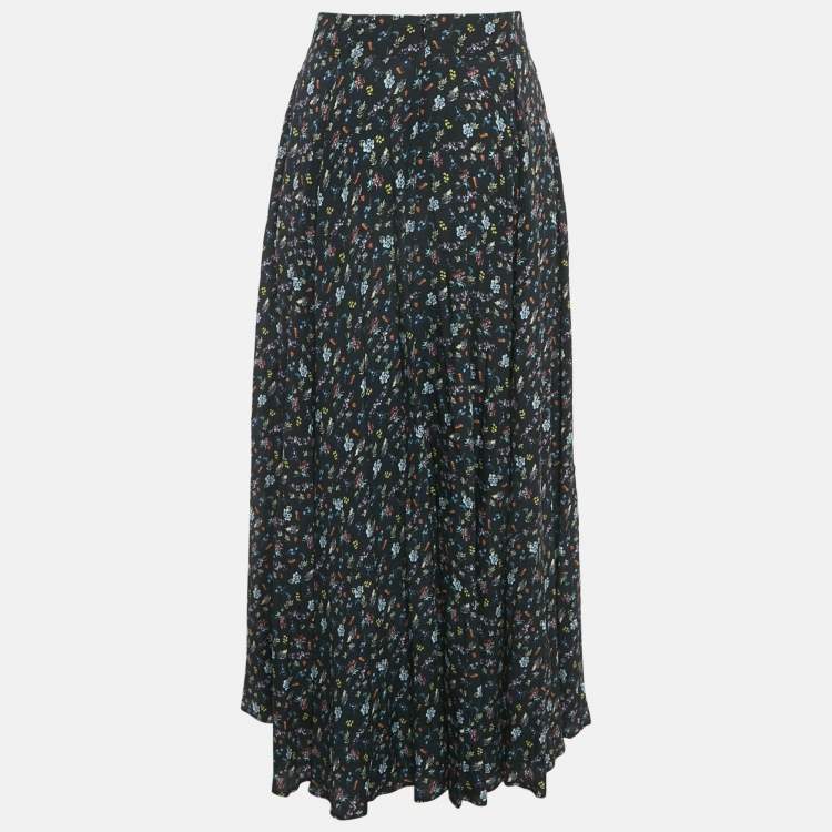 Pre Owned Zadig & Voltaire Black Floral Print Maxi Skirt S