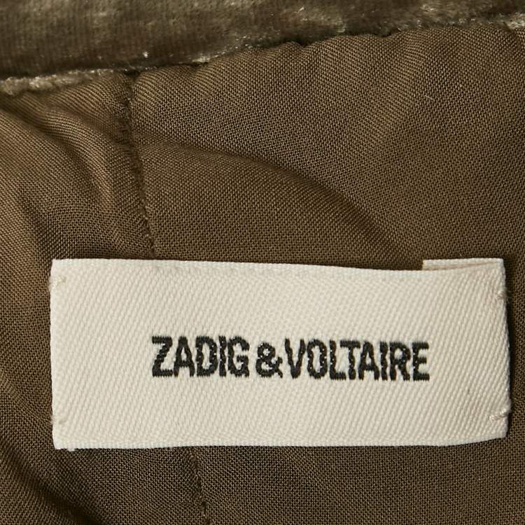 Pre Owned Zadig & Voltaire Green Lace Trim Velvet Joslin Midi Skirt M