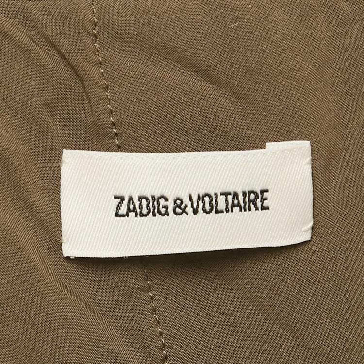Pre Owned Zadig & Voltaire Green Lace Trim Velvet Joslin Midi Skirt M