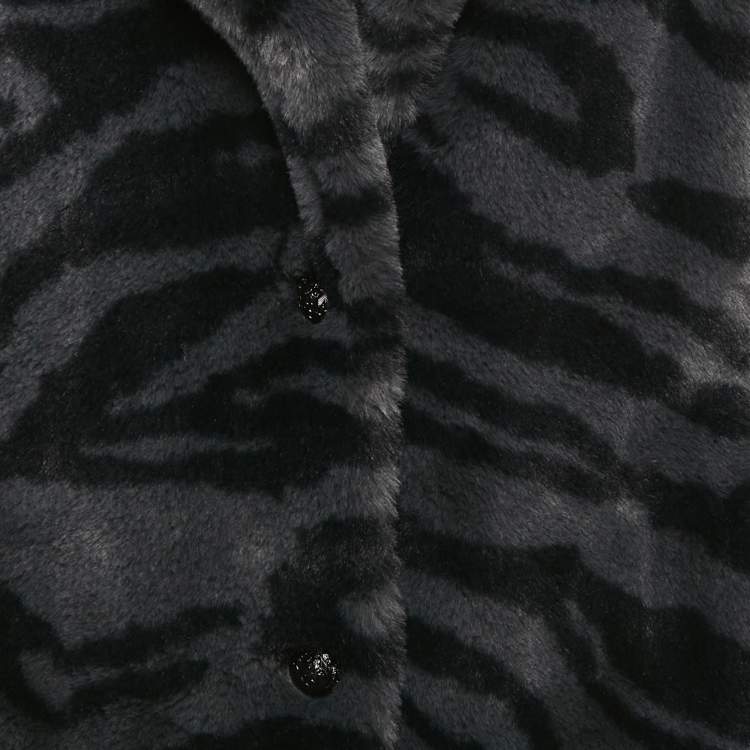 Pre Owned Zadig & Voltaire Grey Faux Fur Fera Tiger Jacket M