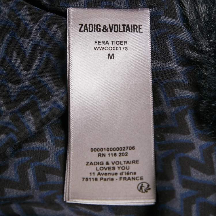 Pre Owned Zadig & Voltaire Grey Faux Fur Fera Tiger Jacket M