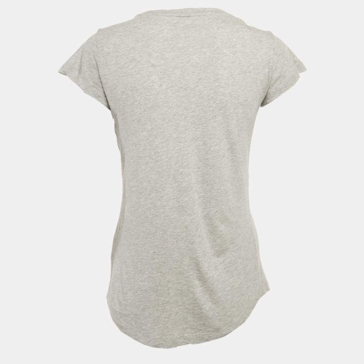 Pre Owned Zadig & Voltaire Grey Jersey Skinny RNR Strass Top M