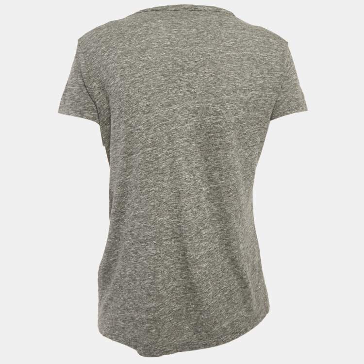 Pre Owned Zadig & Voltaire Grey Flocked Jersey Walk Chine Rock T-Shirt XS