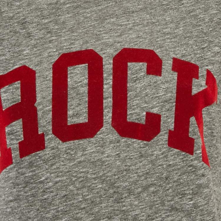 Pre Owned Zadig & Voltaire Grey Flocked Jersey Walk Chine Rock T-Shirt XS