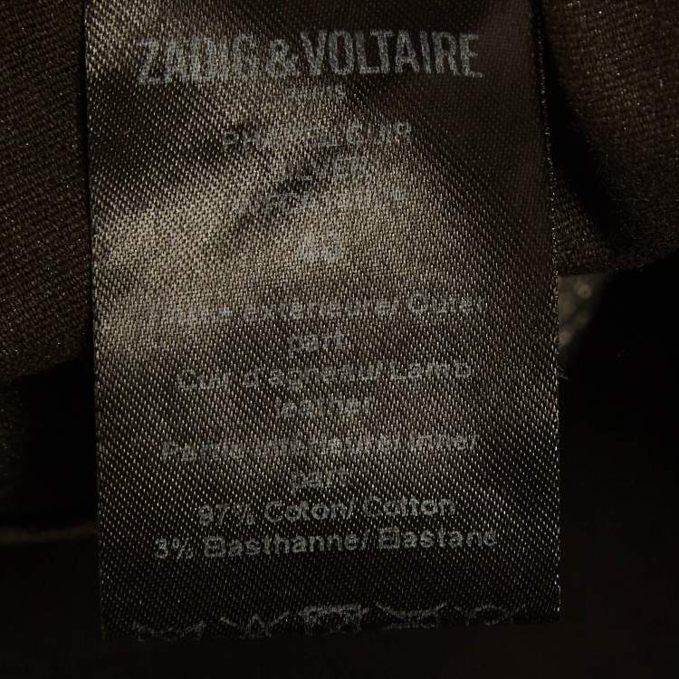 Pre Owned Zadig & Voltaire Deluxe Silver Leather Leggings M
