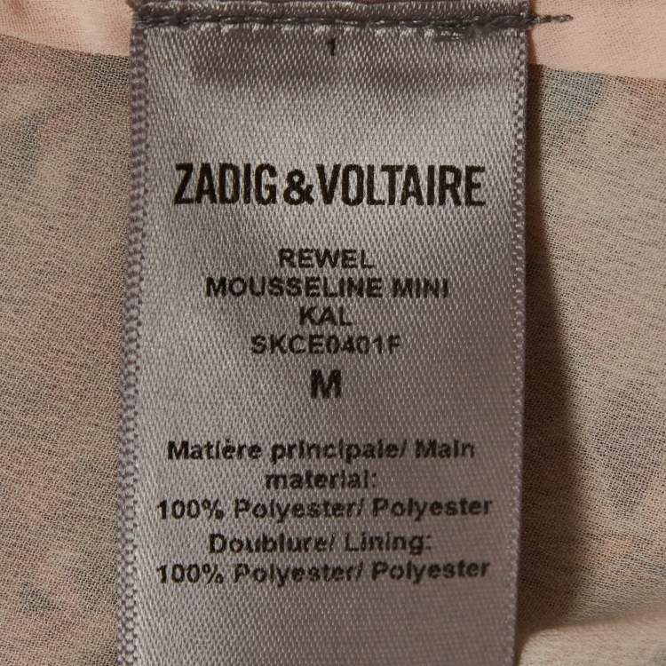 Pre Owned Zadig & Voltaire Beige Floral Print Bow Tie Mini Dress M