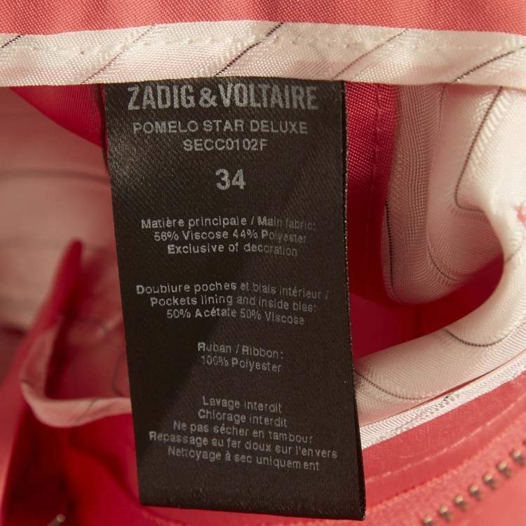 Pre Owned Zadig & Voltaire Deluxe Pink Satin Pomelo Star Deluxe Pant S