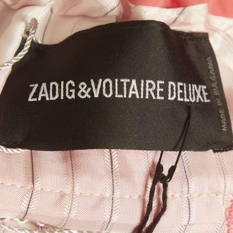 Pre Owned Zadig & Voltaire Deluxe Pink Satin Pomelo Star Deluxe Pant S