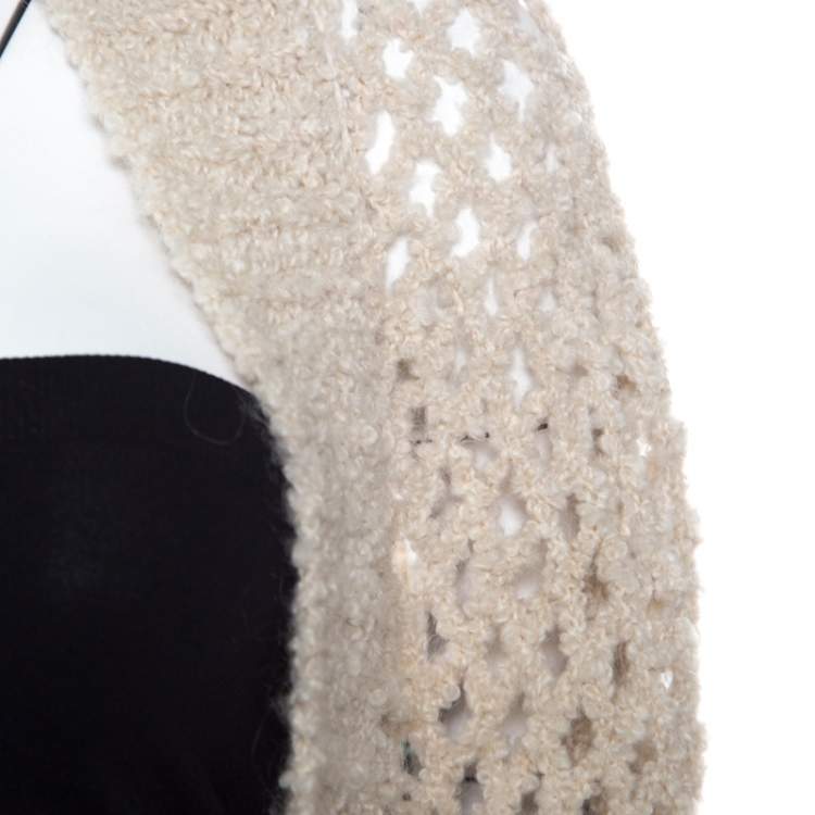 Pre Owned Zadig and Voltaire Cream Crochet Knit Merino Wool Open Front Pix Hook Cardigan XS