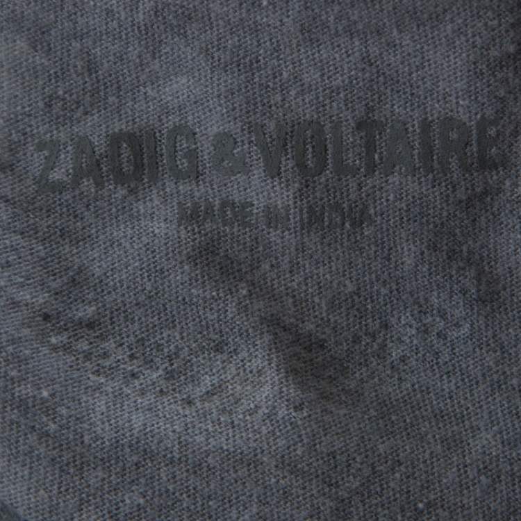 Pre Owned Zadig and Voltaire Grey Cotton Long Sleeve Tunys Rhinestone T-Shirt XS