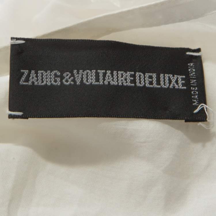 Pre Owned Zadig and Voltaire White Cotton Lace Detail Sleeveless Dress S
