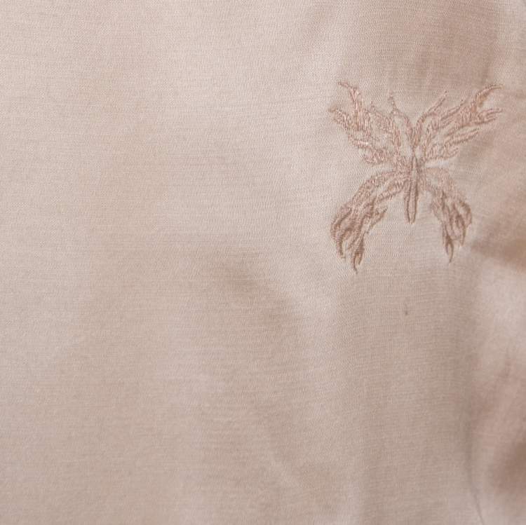 Pre Owned Zadig & Voltaire Beige Embroidered Satin Lace Trim Toxanne Brod Top S