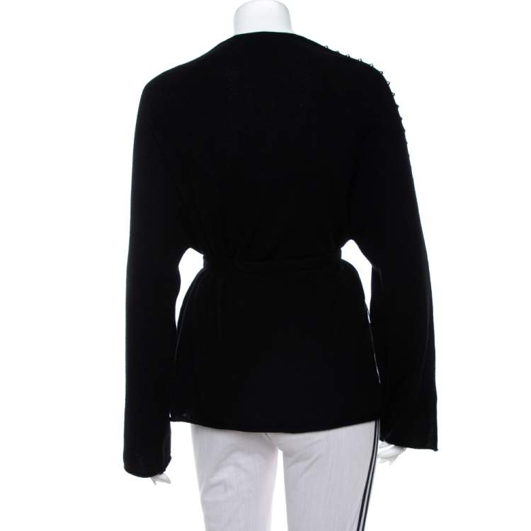 Pre Owned Zadig & Voltaire Black Cashmere Wool Studded Lemmy Cardigan M/L