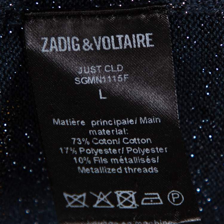 Pre Owned Zadig & Voltaire Ombre Lurex Rib Knit Just Sweater L