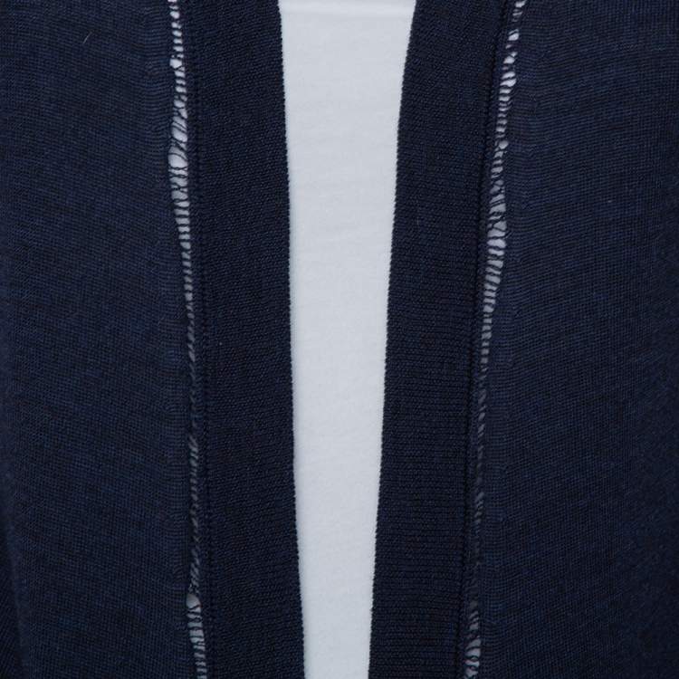 Pre Owned Zadig & Voltaire Navy Blue Merino Wool Romy Long Cardigan L