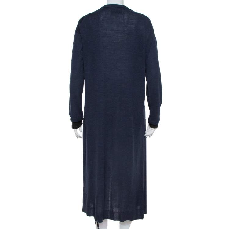 Pre Owned Zadig & Voltaire Navy Blue Merino Wool Romy Long Cardigan L