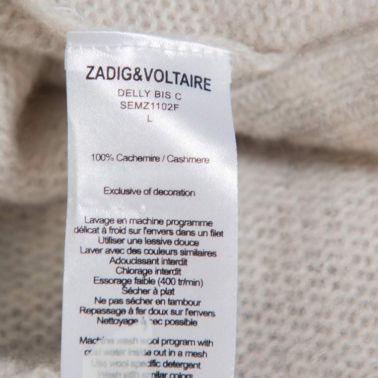 مملوكة مسبقًا Zadig and Voltaire Grey Cashmere Delly Bis Sweater L