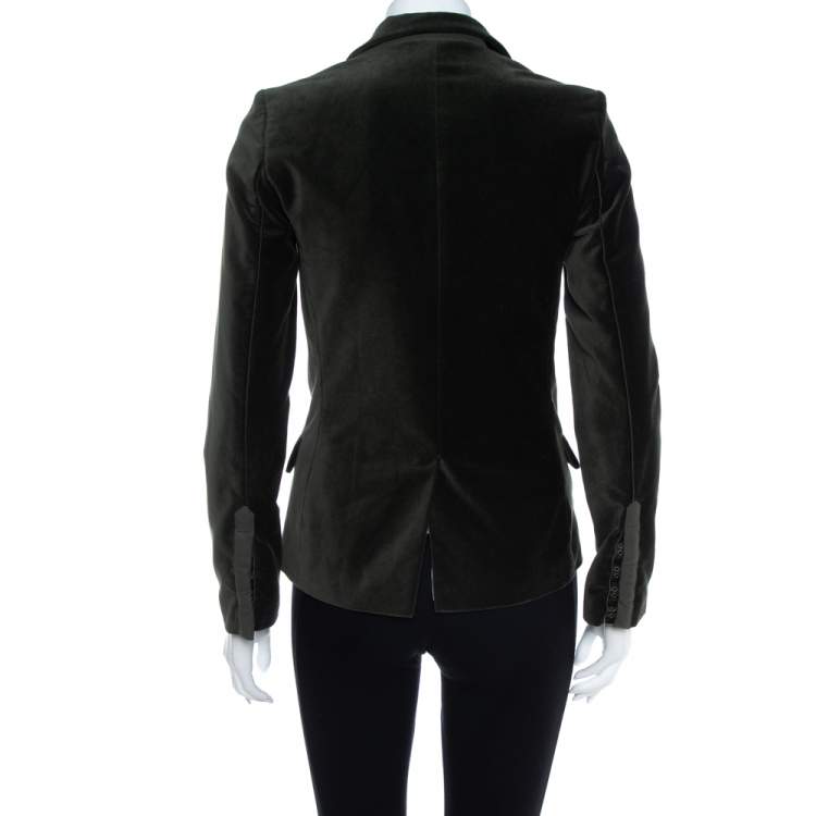 Pre Owned Zadig and Voltaire Green Velvet Button Front Vero Blazer S
