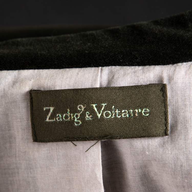Pre Owned Zadig and Voltaire Green Velvet Button Front Vero Blazer S