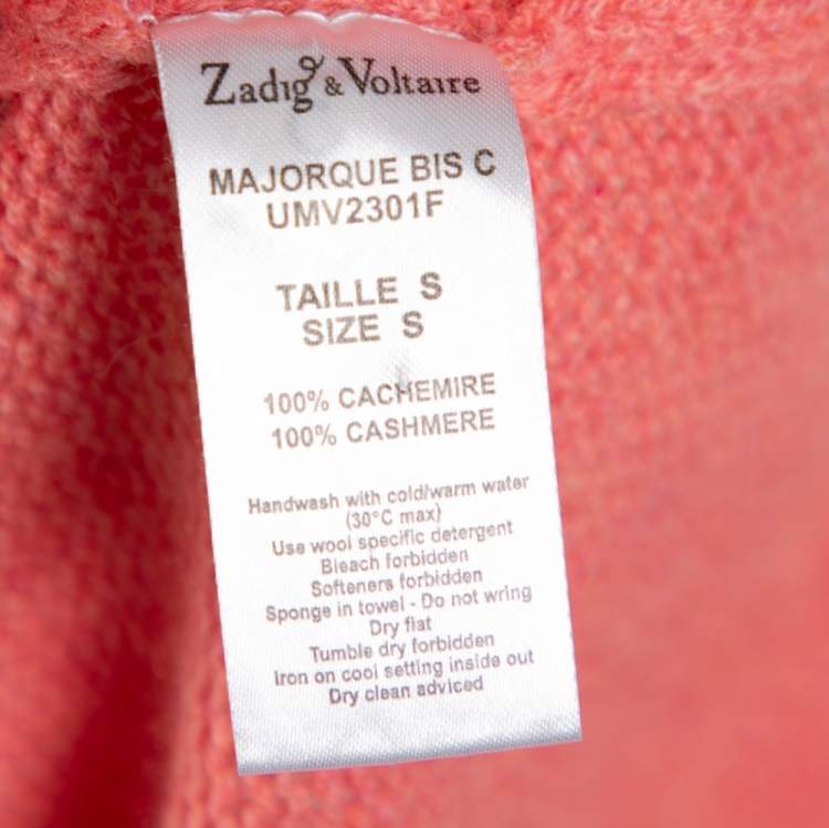 Pre Owned Zadig & Voltaire Pink Cashmere Butterfly Embellished Tank Top S