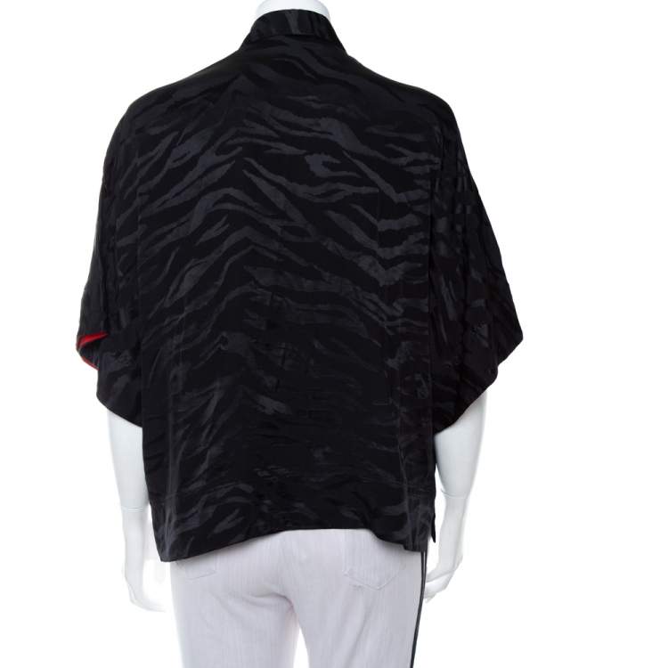 Pre Owned Zadig & Voltaire Black Silk Jacquard Button Front Shirt M