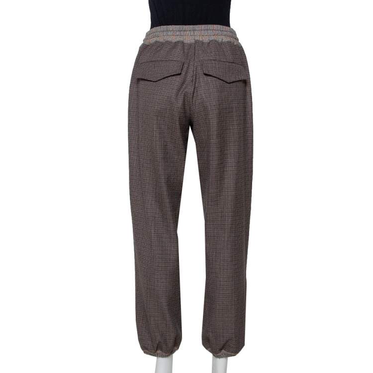 Pre Owned Zadig and Voltaire Grey Checkered Wool Blend Parole Mix Pants M