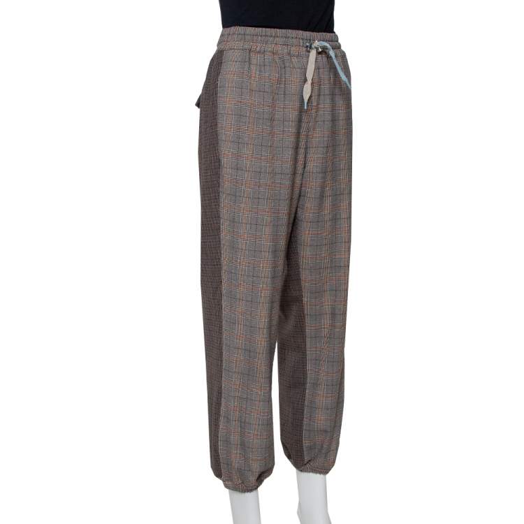 Pre Owned Zadig and Voltaire Grey Checkered Wool Blend Parole Mix Pants M