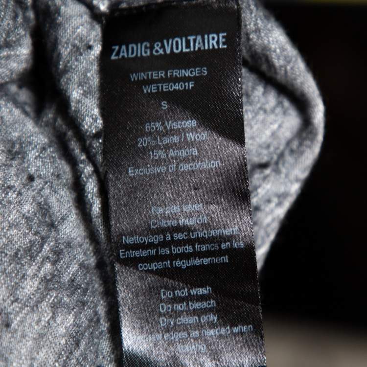 Pre Owned Zadig & Voltaire Grey Wool Winter Fringes Mini Dress S