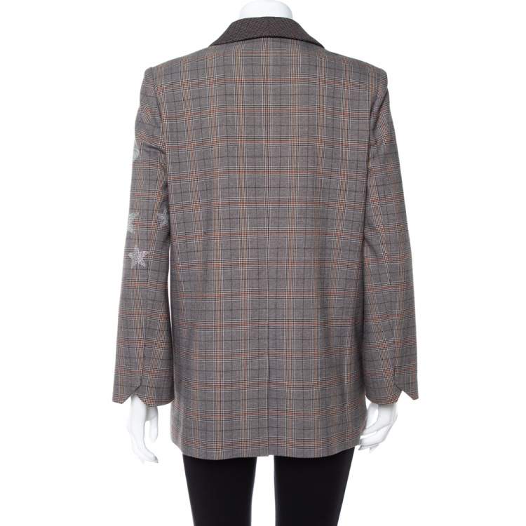 Pre Owned Zadig & Voltaire Brown Wool Blend Verdun Mix Check Patterned Blazer M