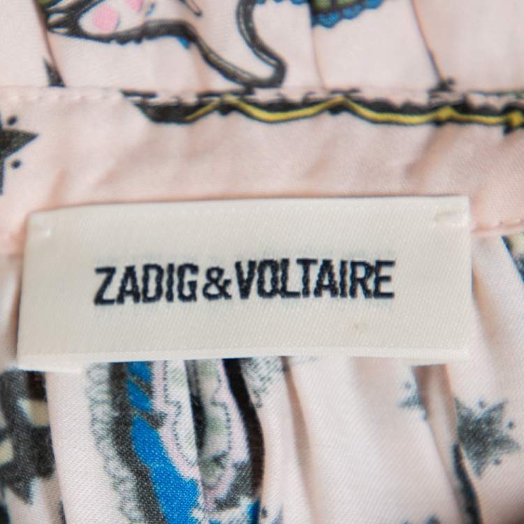 Pre Owned Zadig&Voltaire Pale Pink Paisley Printed Crepe Therese Top M