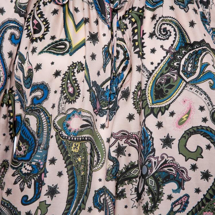 Pre Owned Zadig&Voltaire Pale Pink Paisley Printed Crepe Therese Top M