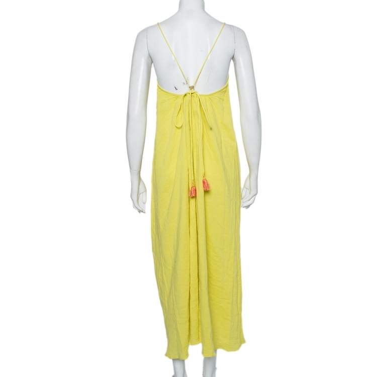 Pre Owned Zadig & Voltaire Yellow Cotton Open Back Ralia Maxi Dress M 