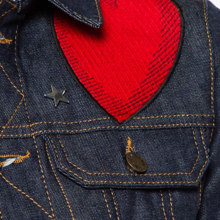Pre Owned Zadig & Voltaire Navy Blue Denim Applique Detail Kioky Brode Jacket XS