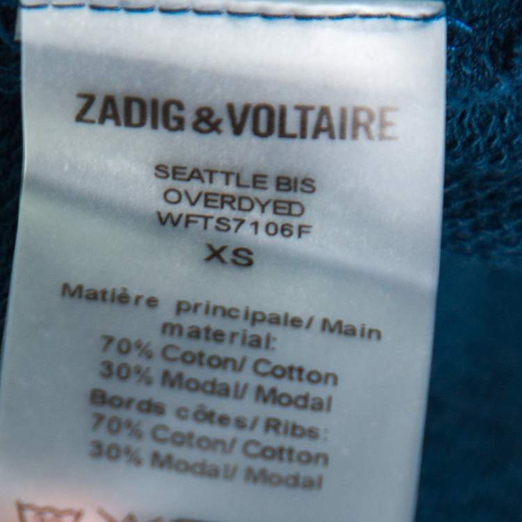 مملوكة مسبقًا Zadig and Voltaire Dark Teal Cotton Knit Seattle Bis Overdyed T-Shirt XS