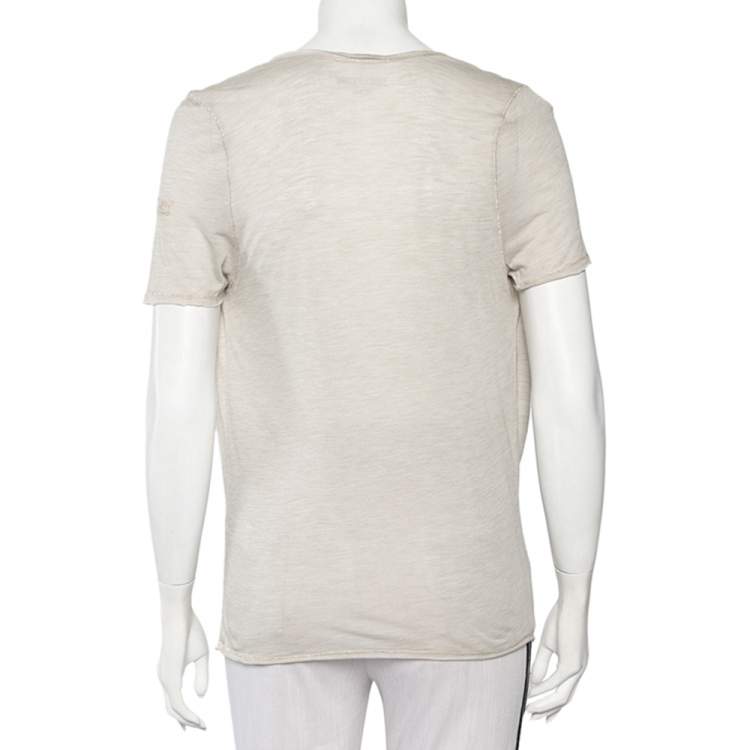 Pre Owned Zadig and Voltaire Beige Knit Scoop Neck Anyssa Deluxe T-Shirt S