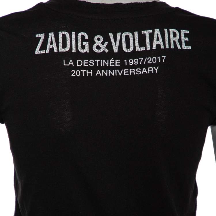Pre Owned Zadig and Voltaire Black Cotton Knit Skinny Souvenir T-Shirt S