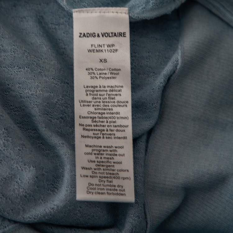 Pre Owned Zadig and Voltaire Blue Stone Wash Wool Boatneck Flint Sweater XS