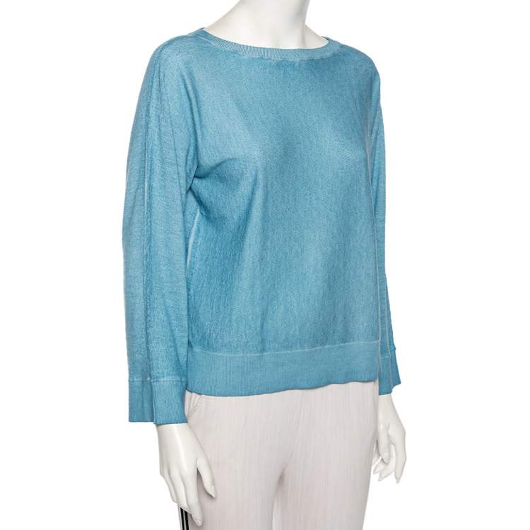 Pre Owned Zadig and Voltaire Blue Stone Wash Wool Boatneck Flint Sweater XS