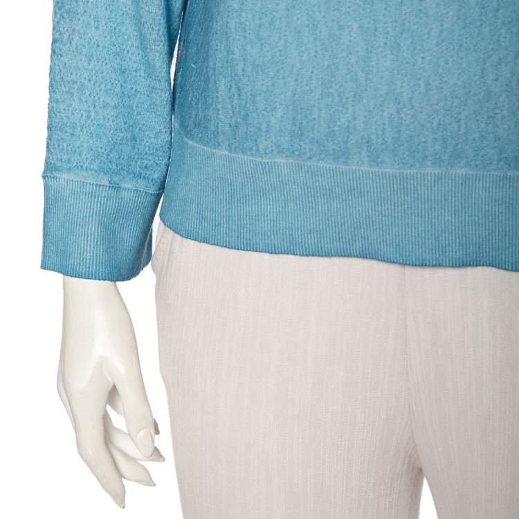 Pre Owned Zadig and Voltaire Blue Stone Wash Wool Boatneck Flint Sweater XS