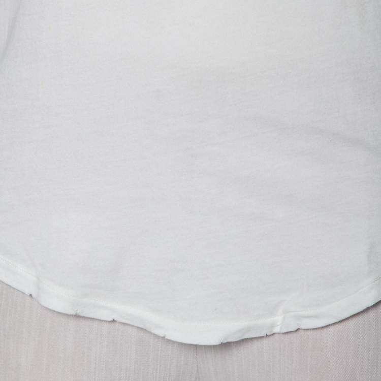 Pre Owned Zadig&Voltaire White Cotton Cutwork Detail Scoop Neck Anyta Rosace T-Shirt XS