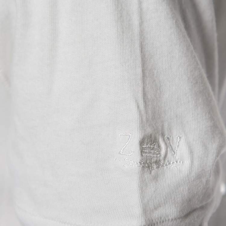 Pre Owned Zadig&Voltaire White Cotton Cutwork Detail Scoop Neck Anyta Rosace T-Shirt XS