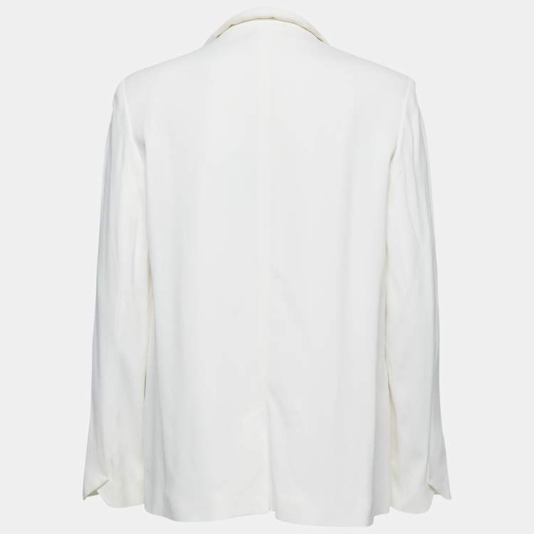 Pre Owned Zadig and Voltaire Deluxe Ecru Crepe Open Front Volly Blazer L