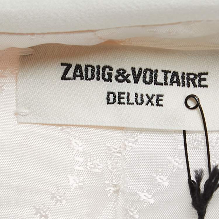 Pre Owned Zadig and Voltaire Deluxe Ecru Crepe Open Front Volly Blazer L