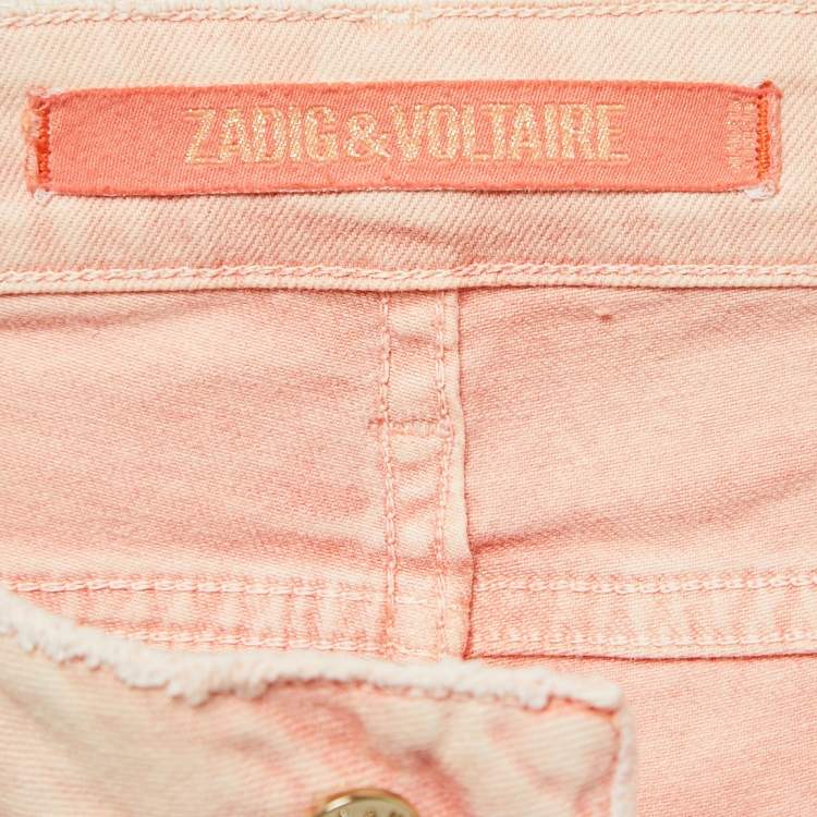 Pre Owned Zadig and Voltaire Light Orange Washed Denim Skinny Eva Snow Jeans M