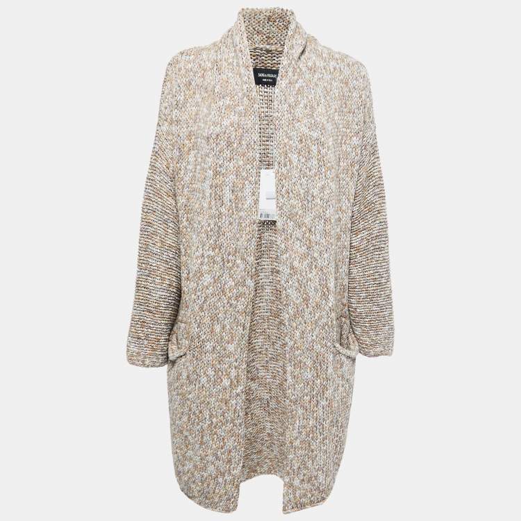 Pre Owned Zadig & Voltaire Multicolor Cotton Knit Open Front Long Cardigan M/L