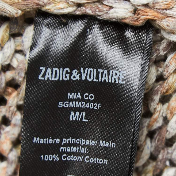 Pre Owned Zadig & Voltaire Multicolor Cotton Knit Open Front Long Cardigan M/L