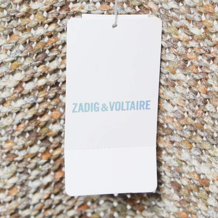 Pre Owned Zadig & Voltaire Multicolor Cotton Knit Open Front Long Cardigan M/L