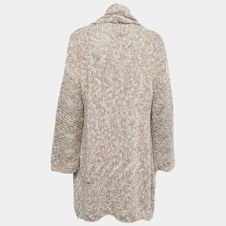 Pre Owned Zadig & Voltaire Multicolor Cotton Knit Open Front Long Cardigan M/L