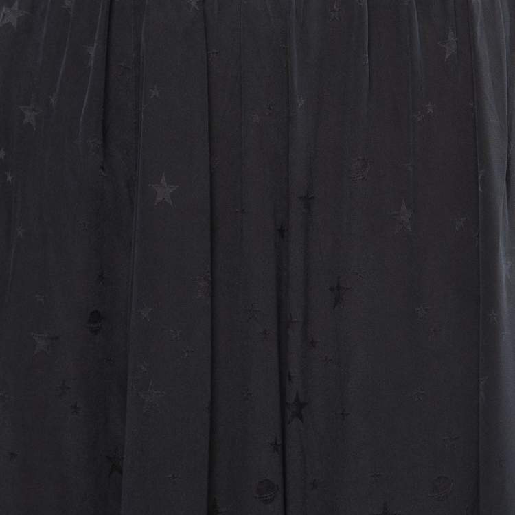 Pre Owned Zadig & Voltaire Midnight Blue Star Patterned Silk Lace Trimmed Skirt S