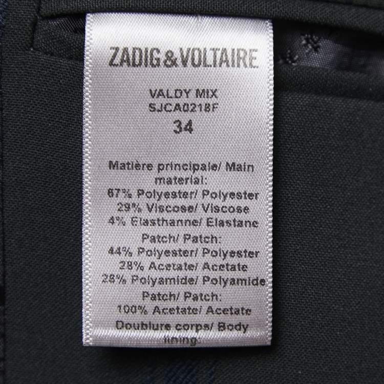 Pre Owned Zadig & Voltaire Black Crepe Mix Patch Detailed Single Breasted Jacket S